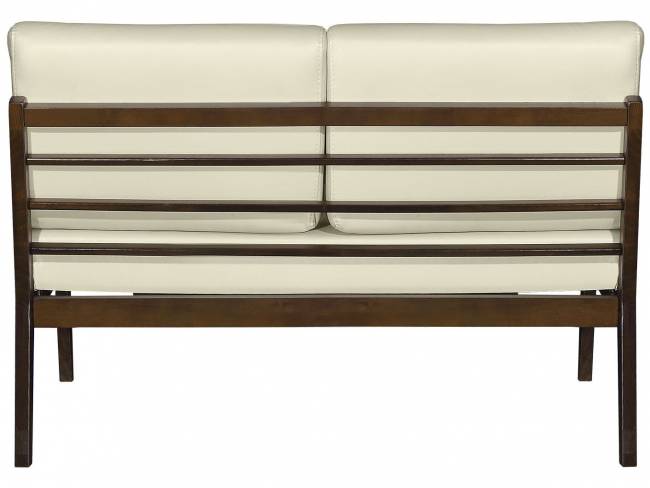 Диван-скамья Массив мягкая экокожа крем, каркас орех