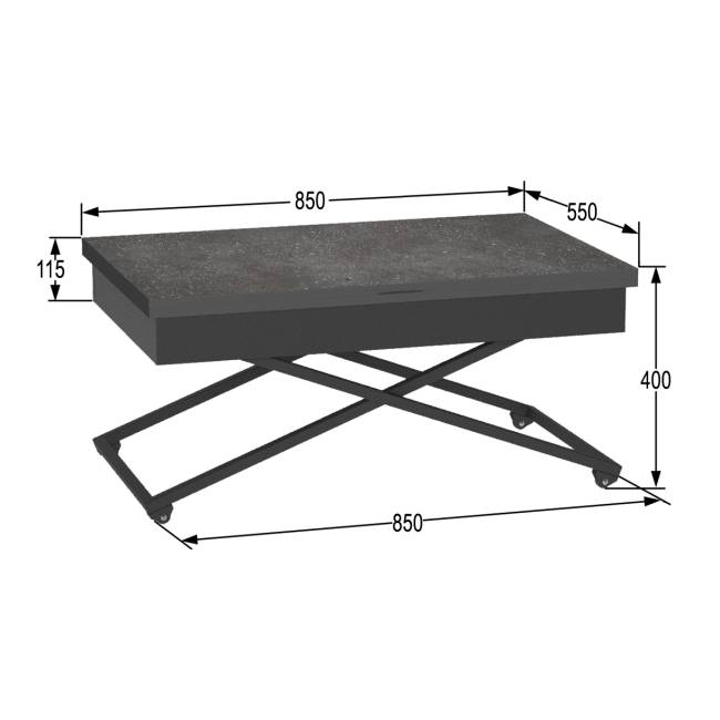 Стол универсальный трансформируемый АНДРЭ Loft ЛДСП терраццо/чёрный Стол универсальный трансформируемый АНДРЭ Loft ЛДСП терраццо/чёрный