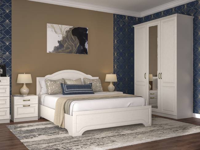 Кровать Ливерпуль 1600 с основанием цвет ясень ваниль/белый Кровать Ливерпуль 1600 с основанием цвет ясень ваниль/белый