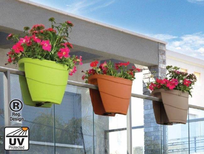 Горшок-цветочница LILAC для перил, бежевый Горшок-цветочница LILAC для перил, бежевый