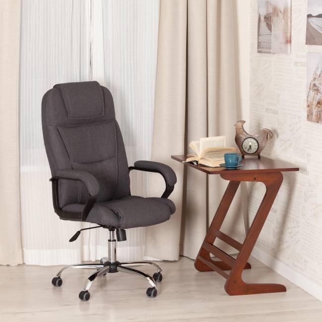 Кресло BERGAMO хром (22) ткань, темно-серый, F68 темно-серый ткань