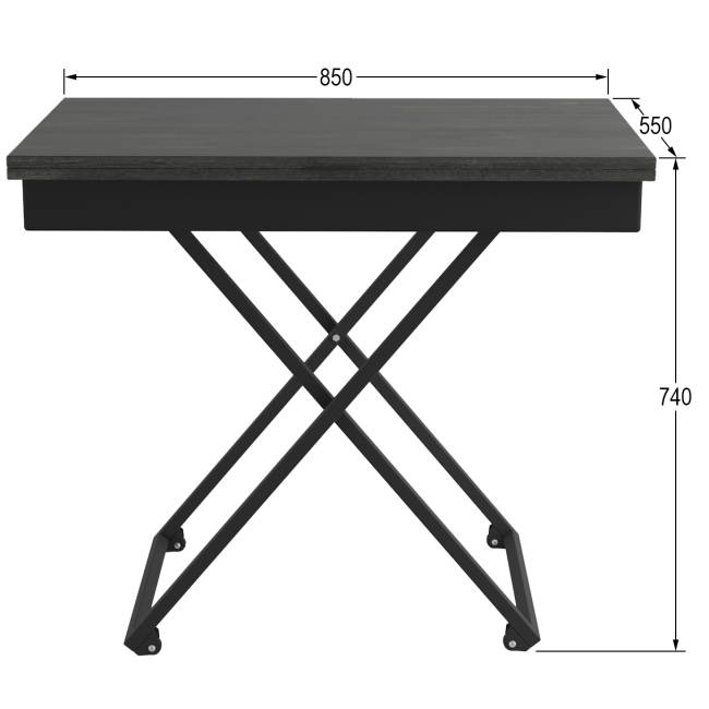 Стол универсальный трансформируемый АНДРЭ Loft ЛДСП интра/чёрный