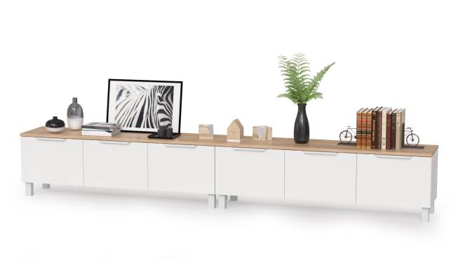 Две тумбы под ТВ 13.267.01 + 13.267.01 цвет белый шагрень/дуб сонома Две тумбы под ТВ 13.267.01 + 13.267.01 цвет белый шагрень/дуб сонома