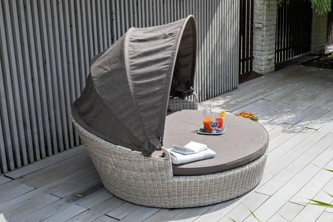 "Стильяно" плетеная кровать круглая, цвет бежевый