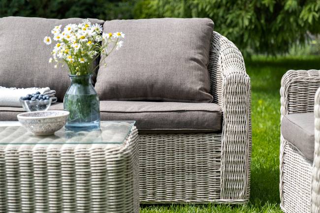 "Кон Панна" диван из искусственного ротанга двухместный, цвет бежевый