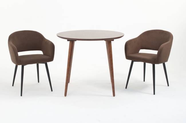 Стол Монте К 100 орех с креслами Пичч велюр коричневый