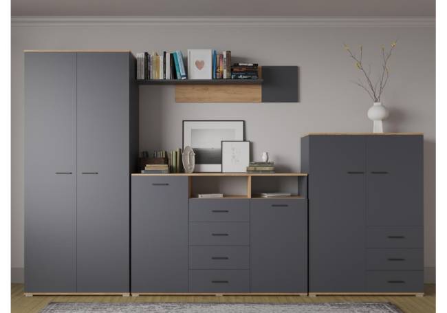 Комод Кассандра 100 дуб крафт золотой / антрацит