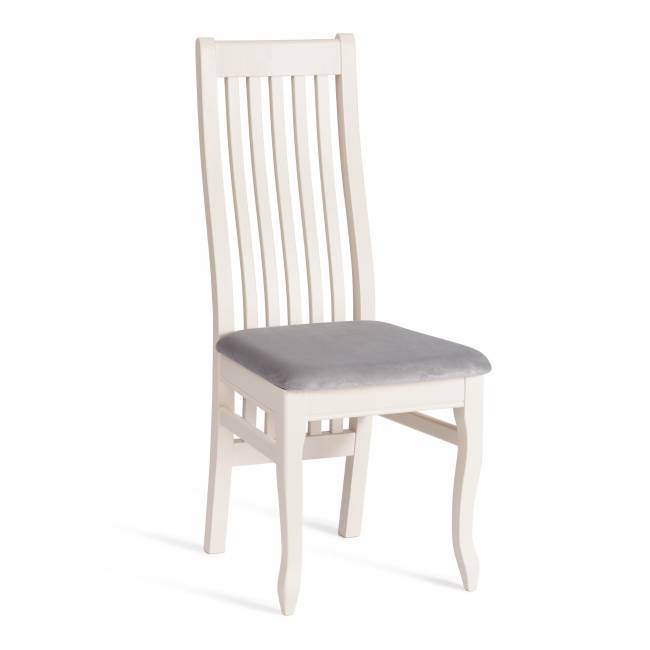 Стул DOLCE мягкое сидение бук, 40х46х100см, ivory white, велюр Tenerife Ultimate grey белый
