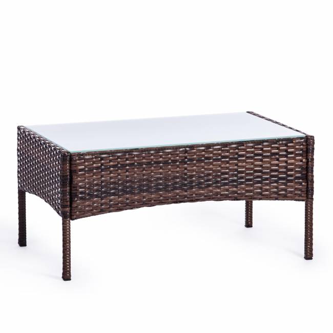 Лаундж сет (диван+2кресла+столик+подушки) (mod. 210013 А) пластиковый ротанг, 107х60х83см/60х60х83см/79,5х45,5х34см, темно-коричневый, ткань DB-18 серый