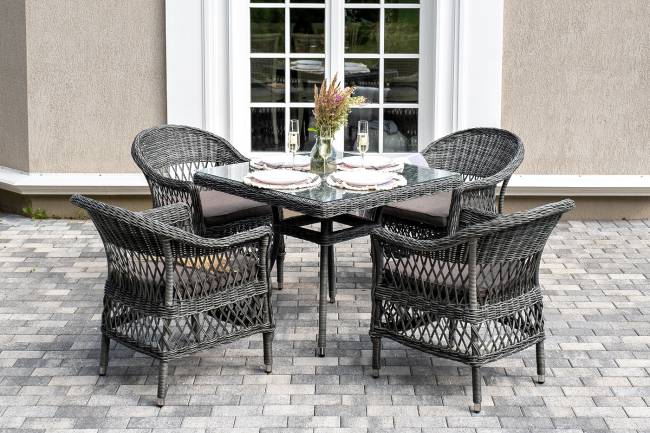 "Сицилия" обеденная группа плетеная, цвет графит "Сицилия" обеденная группа плетеная, цвет графит