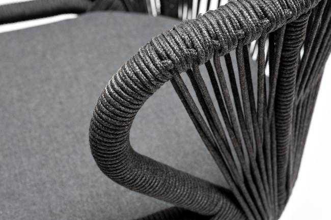 "Венето" обеденная группа на 6 персон со стульями "Милан", каркас темно-серый, роуп темно-серый