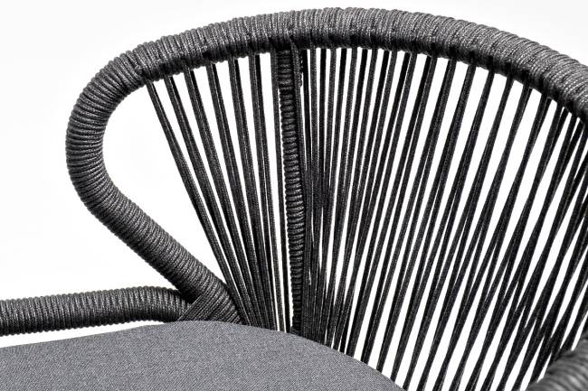 "Венето" обеденная группа на 6 персон со стульями "Милан", каркас темно-серый, роуп темно-серый