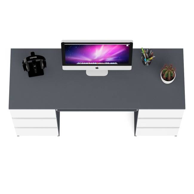 Компьютерный стол с двумя тумбами Мори МС-2 цвет графит/белый Компьютерный стол с двумя тумбами Мори МС-2 цвет графит/белый