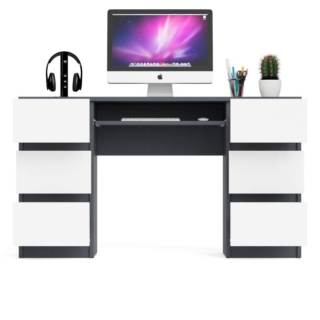 Компьютерный стол с двумя тумбами Мори МС-2 цвет графит/белый Компьютерный стол с двумя тумбами Мори МС-2 цвет графит/белый