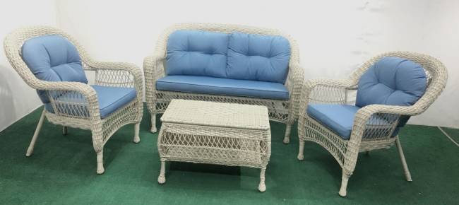 Плетеный комплект для отдыха из искусственного ротанга LV-520 White/Blue
