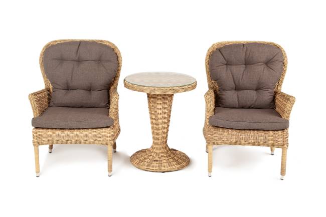 "Алиса" кофейный комплект из искусственного ротанга, цвет соломенный