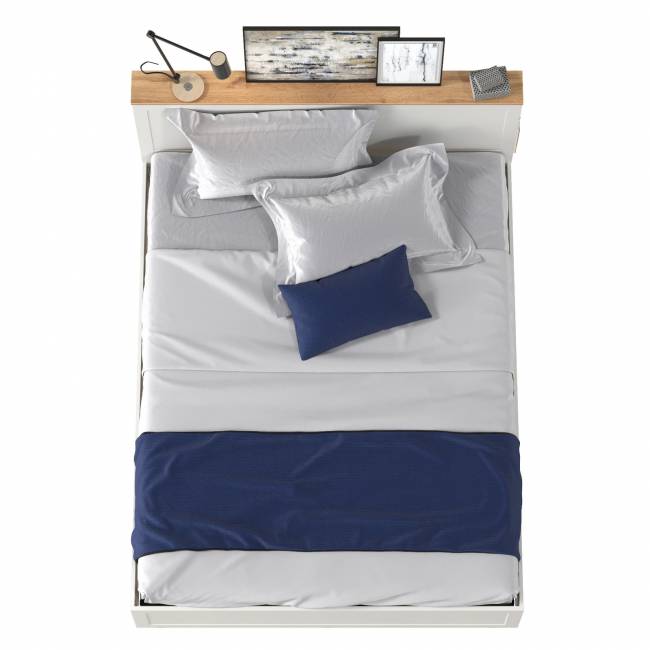 Двуспальная кровать Остин 1600 с ортопедическим основанием цвет белый шагрень/дуб крафт золотой Двуспальная кровать Остин 1600 с ортопедическим основанием цвет белый шагрень/дуб крафт золотой