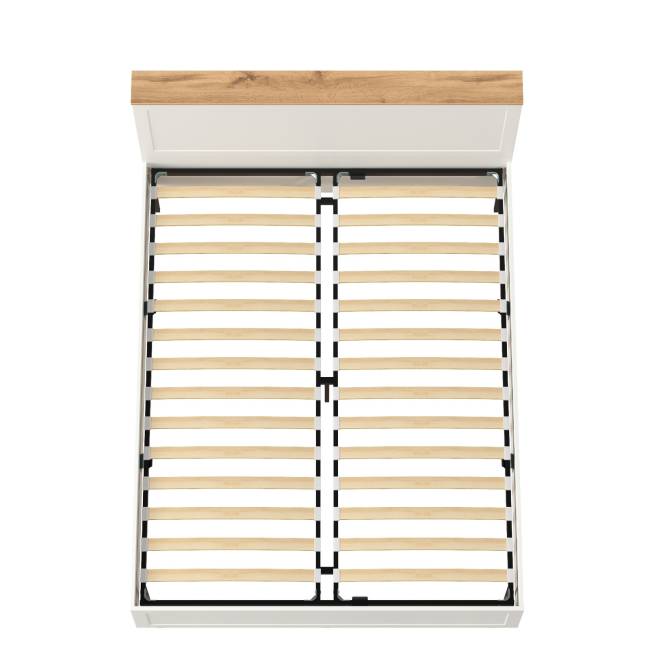 Двуспальная кровать Остин 1600 с ортопедическим основанием цвет белый шагрень/дуб крафт золотой Двуспальная кровать Остин 1600 с ортопедическим основанием цвет белый шагрень/дуб крафт золотой