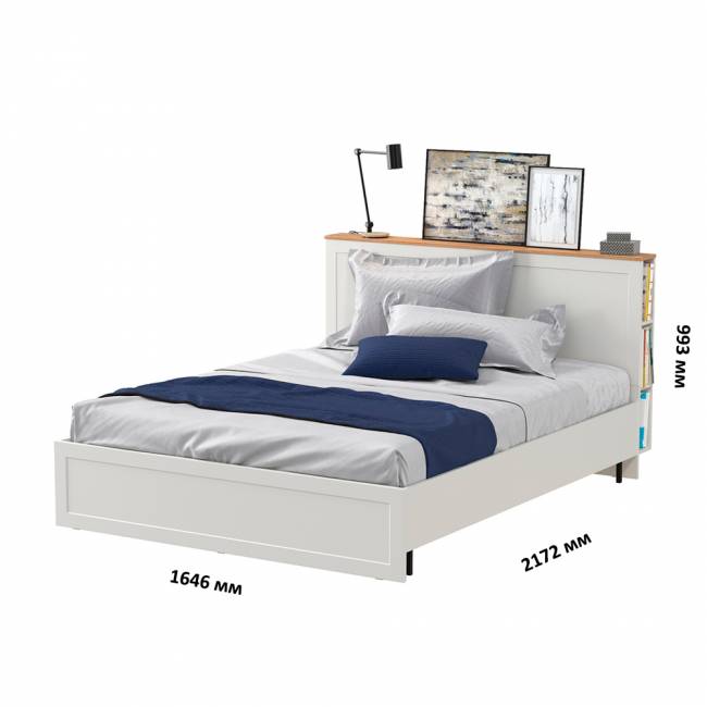 Кровать двуспальная 1600 Остин 11.53 цвет белый шагрень/дуб крафт золотой Кровать двуспальная 1600 Остин 11.53 цвет белый шагрень/дуб крафт золотой