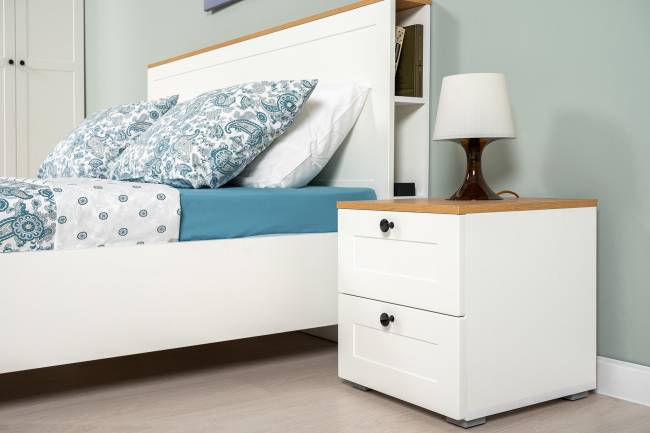 Кровать двуспальная 1600 Остин 11.53 цвет белый шагрень/дуб крафт золотой Кровать двуспальная 1600 Остин 11.53 цвет белый шагрень/дуб крафт золотой