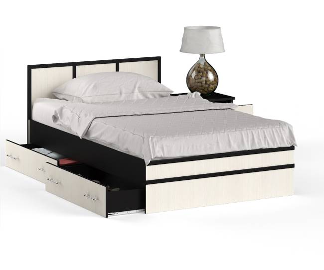 Кровать с ящиками 1200 с тумбой Сакура цвет венге/дуб лоредо