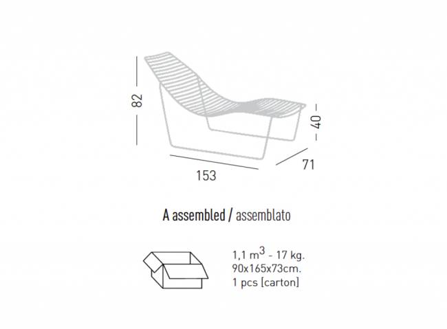 Шезлонг-лежак металлический Link Lounge черный 1530х710х820 мм Шезлонг-лежак металлический Link Lounge черный 1530х710х820 мм