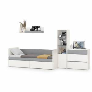 Мебель для детской Торонто № 22 цвет белый шагрень/стальной серый