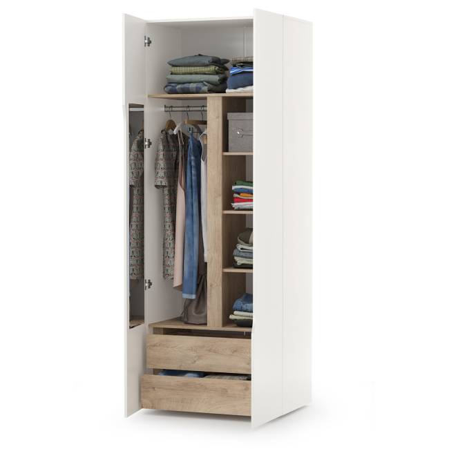 Шкаф двухстворчатый Муссон 13.198 цвет белый/дуб эндгрейн элегантный