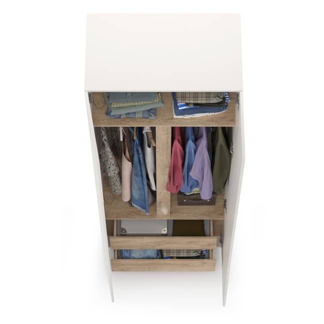 Шкаф двухстворчатый Муссон 13.198 цвет белый/дуб эндгрейн элегантный