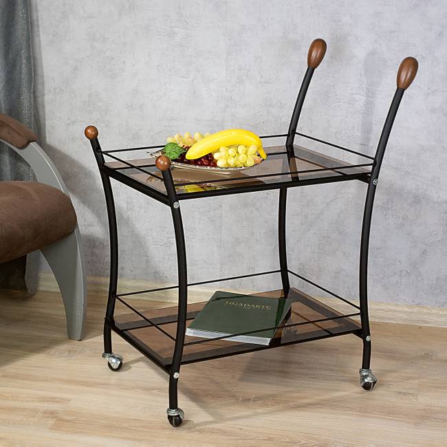 Стол сервировочный Поло чёрный/тонированное стекло