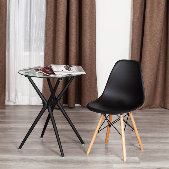 Стул CINDY (EAMES) (mod. 1801) дерево бук/металл/сиденье пластик, 45x51x82 см, Black (черный) (Комплект из 4 шт.) черный дерево бук/металл/сиденье пластик