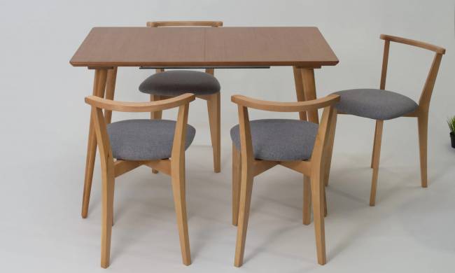 Стол Монте 120 натур со стульями Франк натур рогожка серый Стол Монте 120 натур со стульями Франк натур рогожка серый