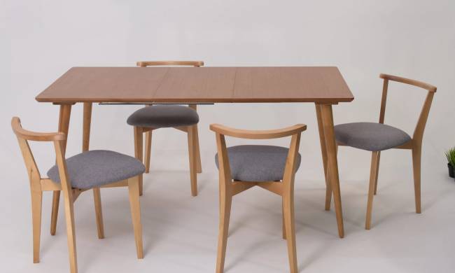 Стол Монте 120 натур со стульями Франк натур рогожка серый Стол Монте 120 натур со стульями Франк натур рогожка серый