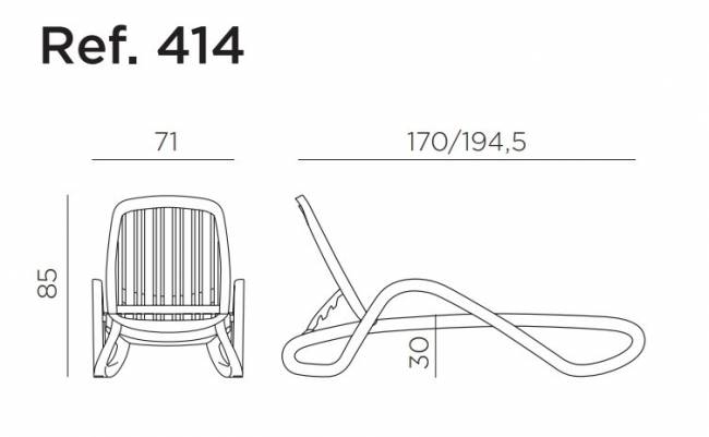 Шезлонг-лежак пластиковый Eden тортора 1700-1945х710х850 мм