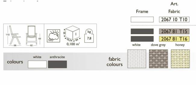 Кресло-шезлонг пластиковое Esmeralda Lux антрацит, тортора 620х680х1100 мм