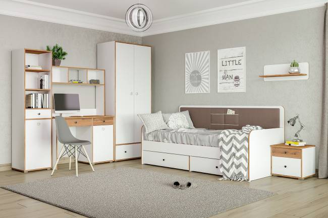 Надстройка на стол Вуди 13.161 цвет белый премиум/дуб крафт золотой Надстройка на стол Вуди 13.161 цвет белый премиум/дуб крафт золотой