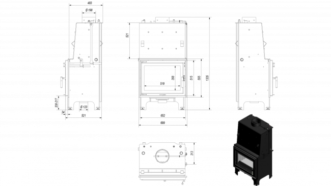 Топка с водяным контуром AQUARIO/Z/14/PW/W