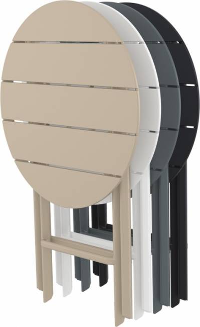 Стол пластиковый складной Helen Folding Table Ø60 бежевый Ø600х740 мм