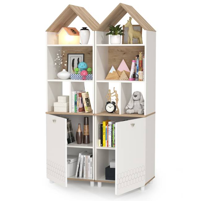 Два открытых стеллажа Эйп цвет белый/дуб белый