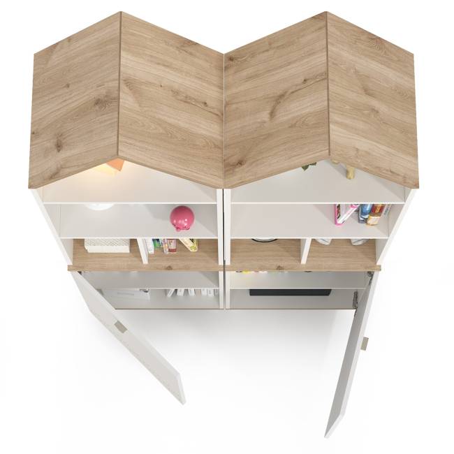 Два открытых стеллажа Эйп цвет белый/дуб белый