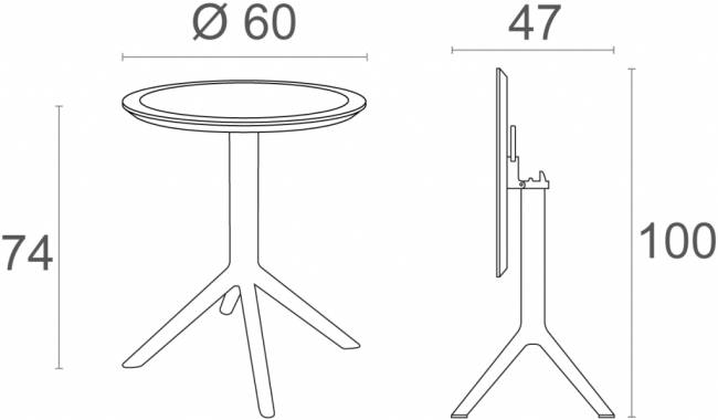 Стол пластиковый складной Sky Folding Table 60 бежевый 600х740 мм Стол пластиковый складной Sky Folding Table 60 бежевый 600х740 мм